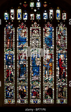 Stained glass window in St James church. Chipping Campden, Cotswolds, Gloucestershire, England Stock Photo