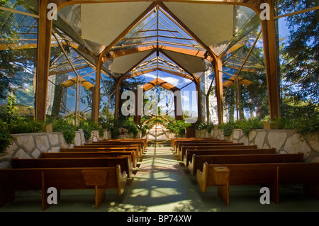 The Wayfarers Chapel, designed by Lloyd Wright, Palos Verdes Peninsula, Los Angeles County, California Stock Photo