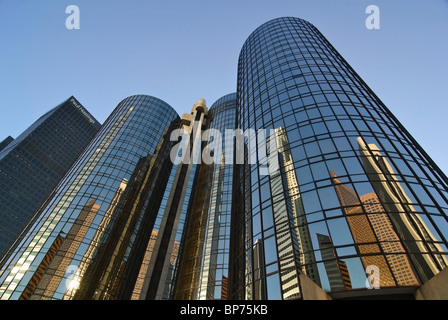 The Bonaventure Hotel reflecting the downtown Los Angeles skyscrapers. Stock Photo