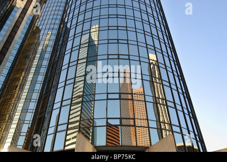 The Bonaventure Hotel reflecting the downtown Los Angeles skyscrapers. Stock Photo