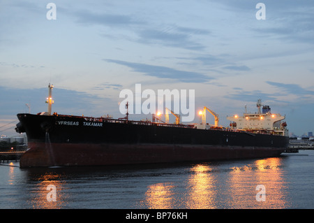 An oil tanker on the Kill van Kull in New York harbor. Aug. 17, 2010 Stock Photo