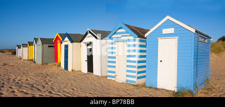 Beach huts at southwold beach in summer Stock Photo