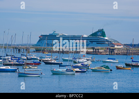 Holyhead bay from Holyhead harbour, Anglesey, North Wales, UK Stock Photo