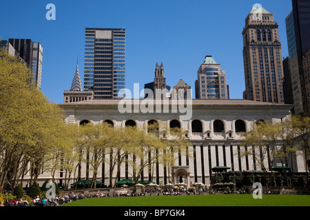 New York Public Library, Bryant Park, NYC Stock Photo