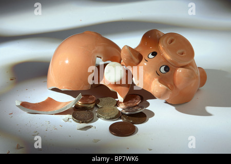 Broken piggy bank Stock Photo