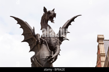 Detail of a Dragon or Gryphon statue marking the entrance to the City of London Stock Photo