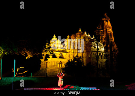 Khajuraho Dance Festival. On the background the Chitragupta temple. Madhya Pradesh. India