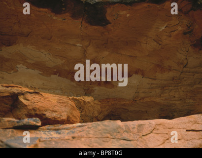 Aborigine Cave Paintings on a Stone Wall in Australia Stock Photo