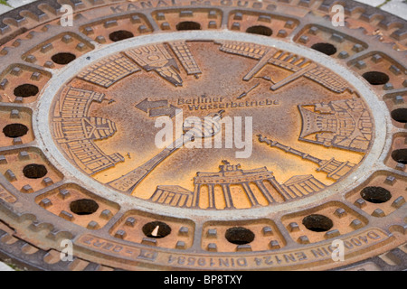 decorative, manhole cover Berlin Stock Photo