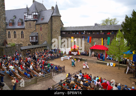 knights´ games of the Georg Ritter at Schloss Burg (castle), outdoor photo, spring, day, Solingen - Burg, Bergisches Land, North Stock Photo