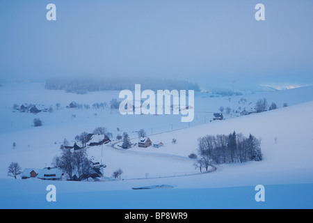 Foggy winter's morning at Breitnau, Black Forest, Baden-Wuerttemberg, Germany, Europe Stock Photo