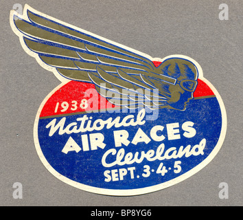 Luggage label for  National Air Races, Cleveland, Ohio, USA, 1938 Stock Photo