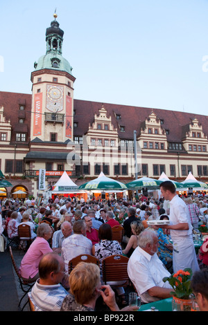 Event on market square, Old Town Hall, Leipzig, Saxony, Germany Stock Photo