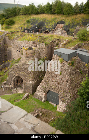 Remains of Blast Furnances at Blaenavon iron and steel works world heritage site, south wales UK Stock Photo