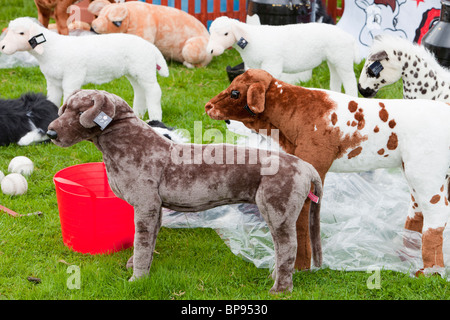 Soft toys on display at a country fair. Stock Photo