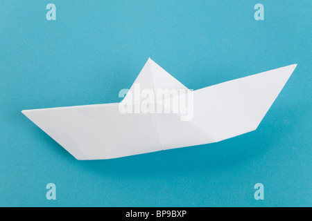 Paper Boat, old toy, close up Stock Photo