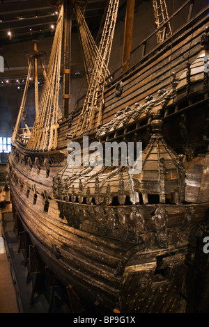 The Royal Swedish warship Vasa sank on its maiden voyage in 1628. Now being on show in its own museum in Stockholm, Sweden Stock Photo