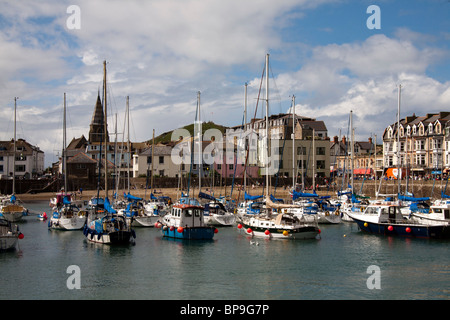 Fishing boats and yachts moored in the harbour at Ilfracombe on the north Devon coast Stock Photo