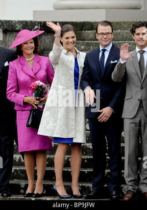 Swedens Royal family  Queen Silvia Crown princess Victoria prince Daniel Prince Carl Philip Stock Photo