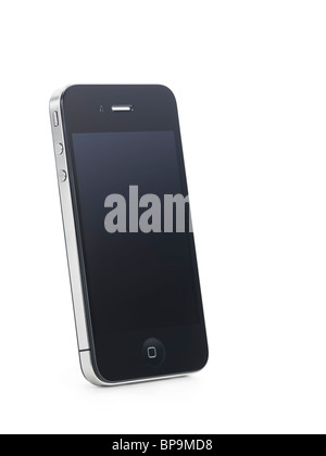 Apple iPhone 4 smartphone with clear screen isolated with clipping path on white background. High quality photo. Stock Photo