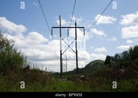 Power lines run through the countryside in the Berkshires of Massachusetts. Stock Photo