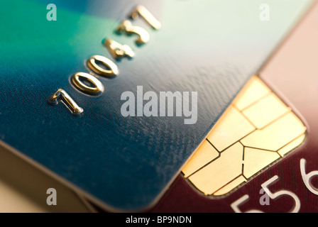 Details of a credit card with chip and numbers Stock Photo