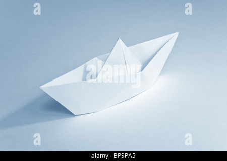 Paper Boat, old toy, close up Stock Photo