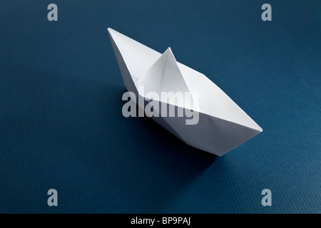 Paper Boat, old toy, close up Stock Photo