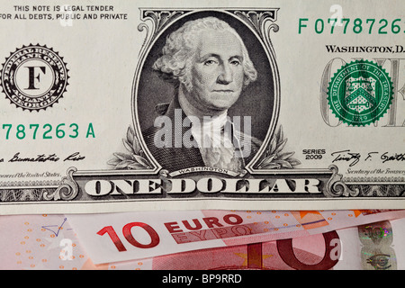 Euro and dollar bank notes Stock Photo