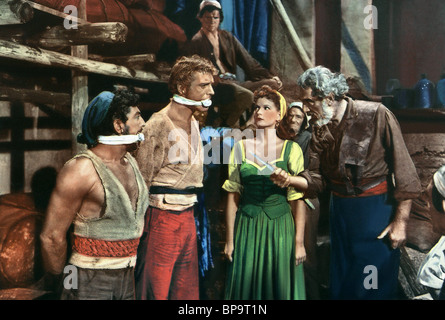 NICK CRAVAT, BURT LANCASTER, EVA BARTOK, THE CRIMSON PIRATE, 1952 Stock Photo