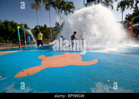 The Water Park on The Strand, in the heart of Townsville, is popular with children of all ages. Stock Photo