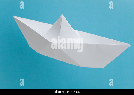 Paper Boat, old toy, close up Stock Photo