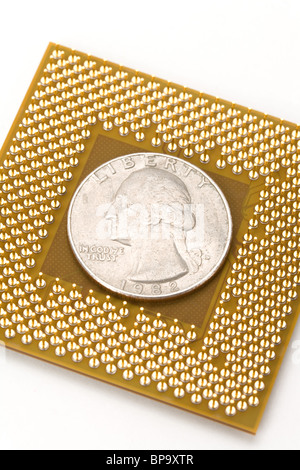 Computer CPU and dollar, concept of online ecommerce Stock Photo