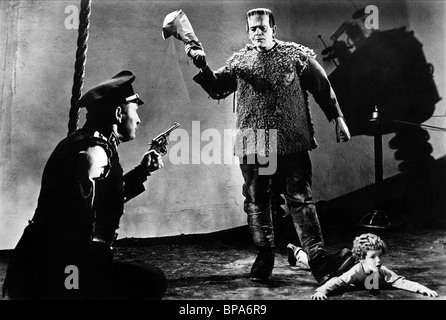 LIONEL ATWILL, BORIS KARLOFF, DONNIE DUNAGAN, SON OF FRANKENSTEIN, 1939 Stock Photo