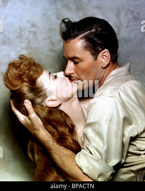 MAUREEN O'HARA, ERROL FLYNN, AGAINST ALL FLAGS, 1952 Stock Photo