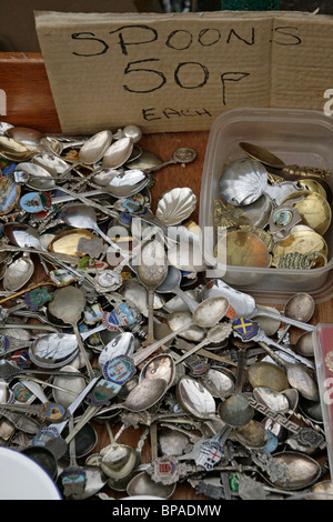 Market stall - old spoons Stock Photo