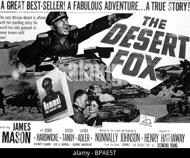 FILM POSTER THE DESERT FOX: THE STORY OF ROMMEL (1951) Stock Photo