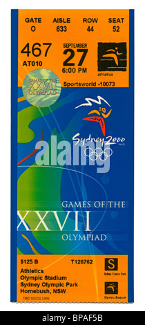 Ticket for the evening athletics session on day 12 (27 September) of the 2000 Sydney summer Olympic Games, Sydney, Australia Stock Photo