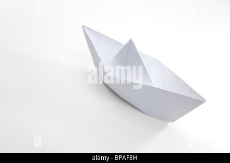 Paper Boat, old toy, close up Stock Photo