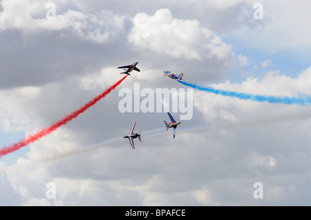 The Patrouille de France in their Dassault/Dornier Alpha Jet Es display at the 2010 RIAT Royal International Air Tattoo Stock Photo