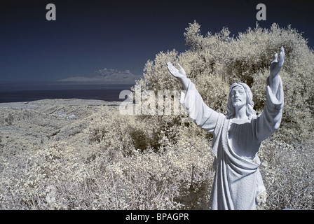 Jesus Statue - Road to Paleo Perithia Stock Photo