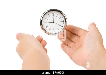 Clock face and finger, concept of Time Control and Balance