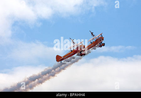 Breitling wing walkers performing at Lands End in Cornwall Stock Photo