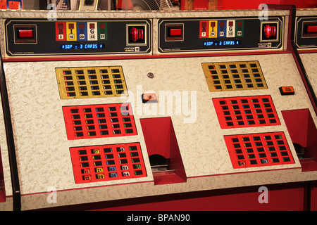 Bingo gaming machine desks empty and ready to use. Stock Photo