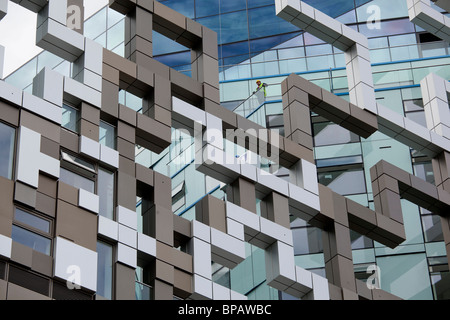 The Cube, Birmingham. An Iconic landmark building housing offices and shops designed by Ken Shuttleworth and opened in 2010. Stock Photo