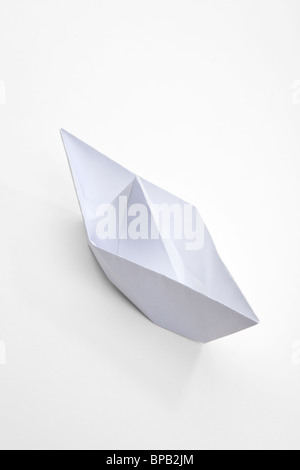 Paper Boat, old toy, close up Stock Photo