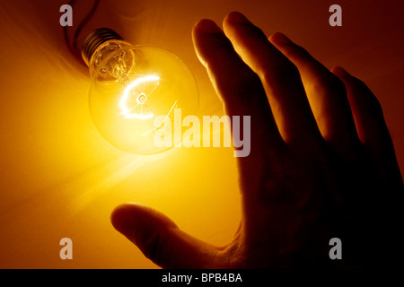 Bright Light Bulb close up shot Stock Photo