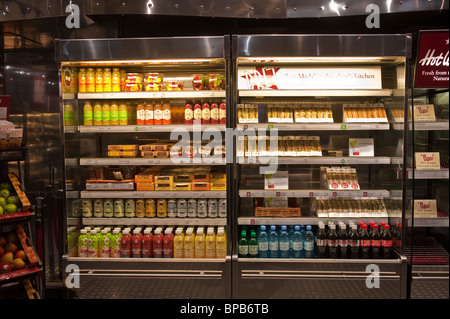 Display fridge with drinks and sandwiches in Pret A Manger cafe Stock Photo