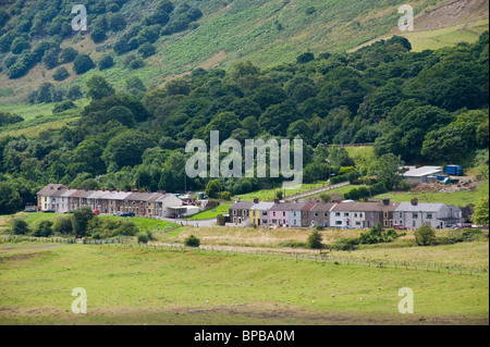 View over the small former coal mining village of Bedwellty Pits near Tredegar Blaenau Gwent South Wales Valleys UK Stock Photo