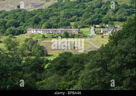 View over the small former coal mining village of Bedwellty Pits near Tredegar Blaenau Gwent South Wales Valleys UK Stock Photo